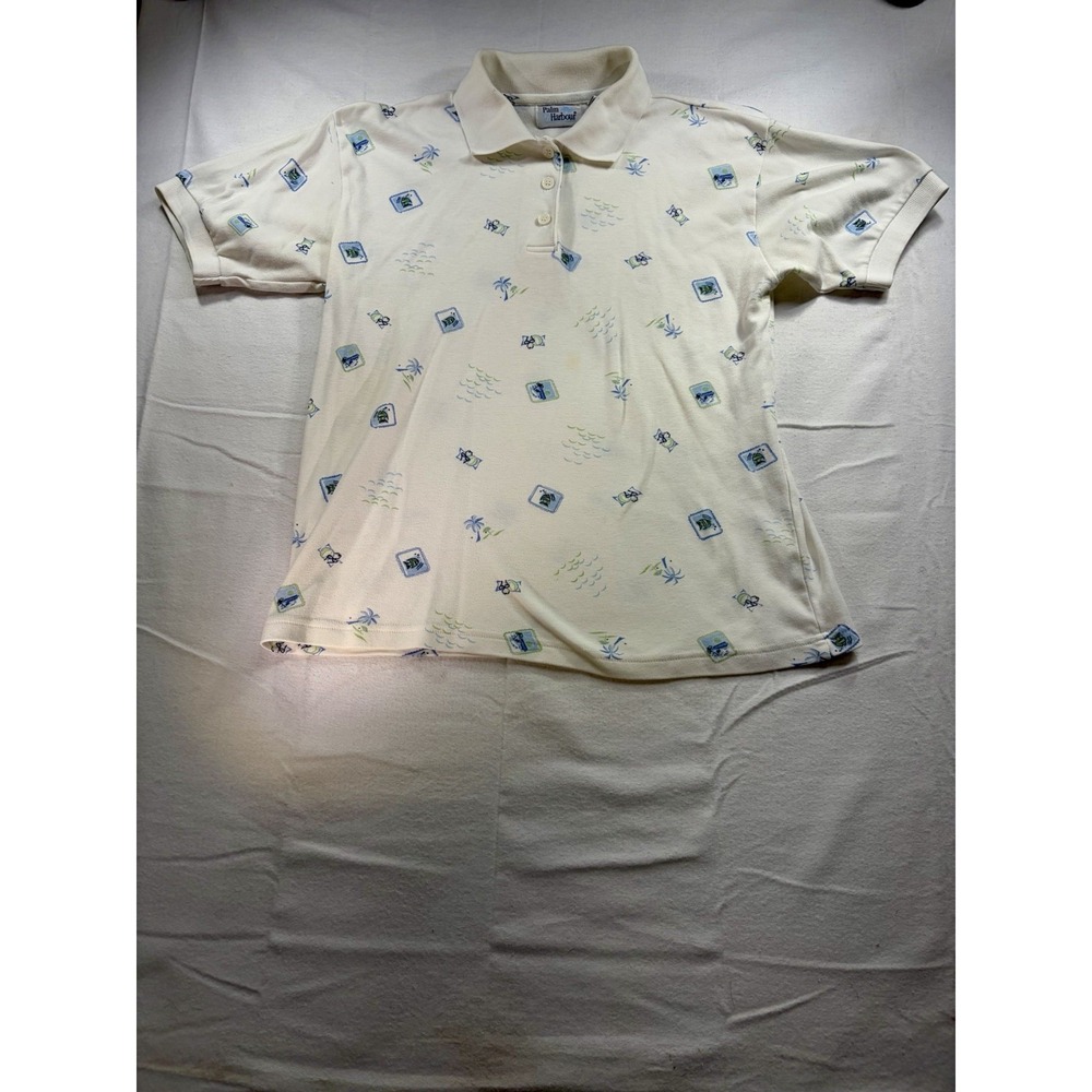 Palm Harbour Nautical Theme Polo Shirt Size Small Women's Short Sleeve